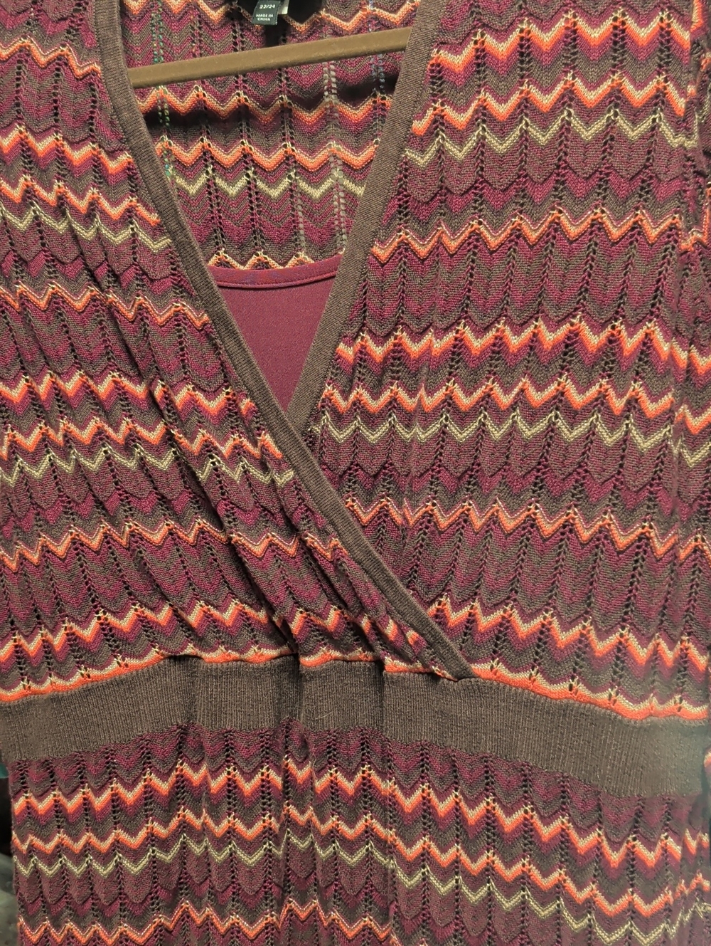 Lane Bryant Women’s Burgundy Chevron Knit Wrap Sweater Dress